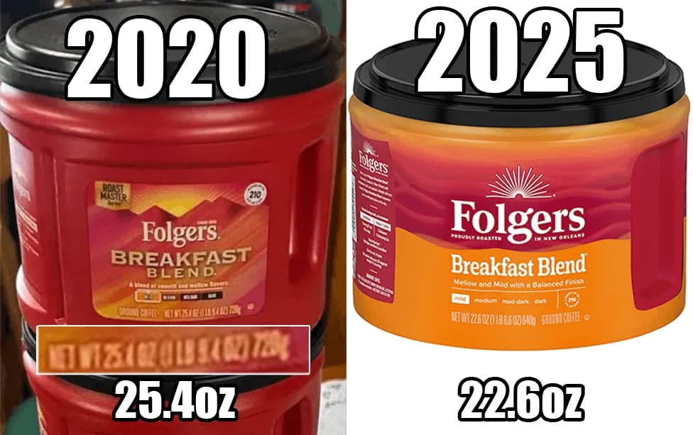 Folgers Ground Coffee — 25.4oz to 22.6oz