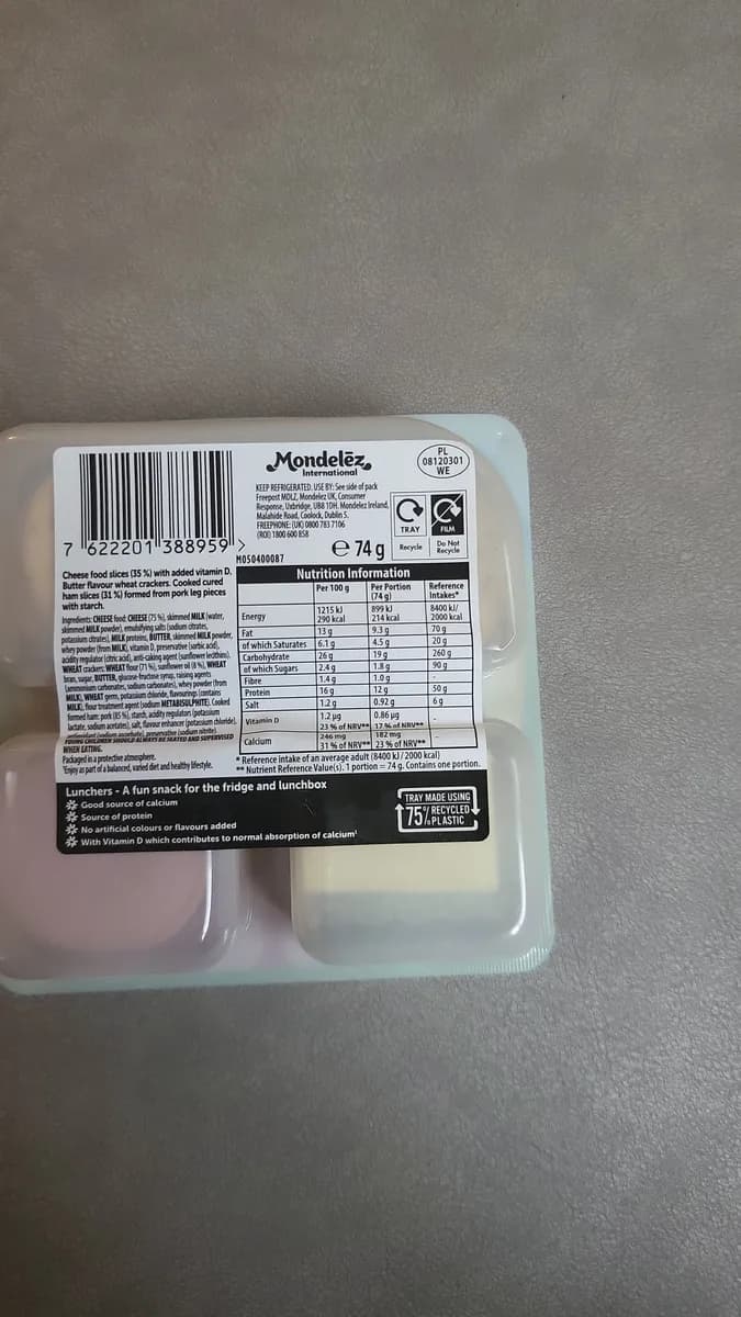 Dairylea Lunchables — 83g to 74g