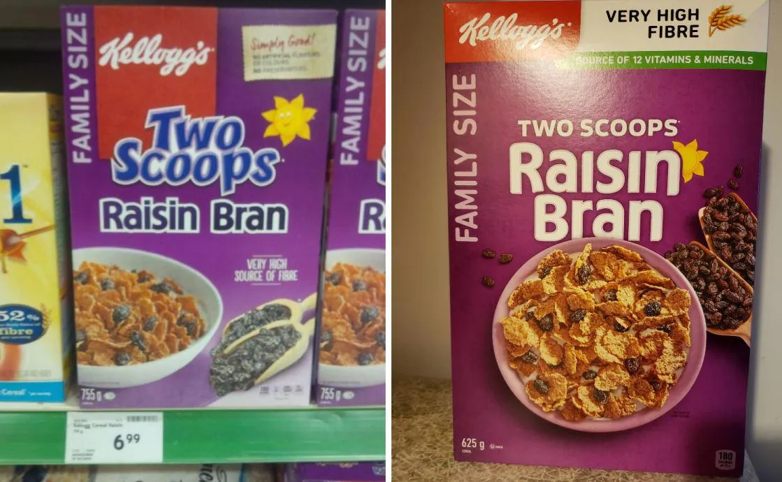 Kellogg Family Size Raisin Bran — 1000g to 625g