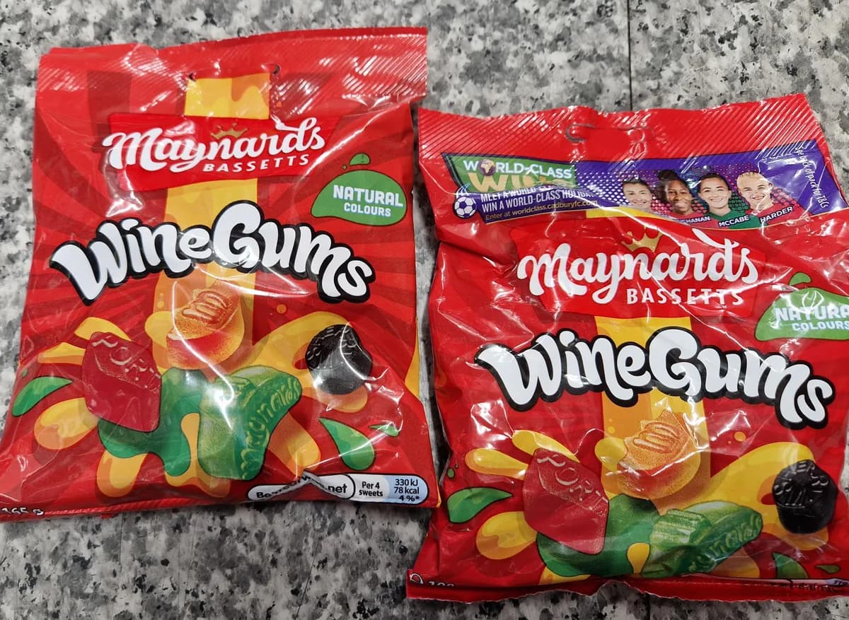 Bassetts Wine Gums and Jelly Babies — 190g to 165g