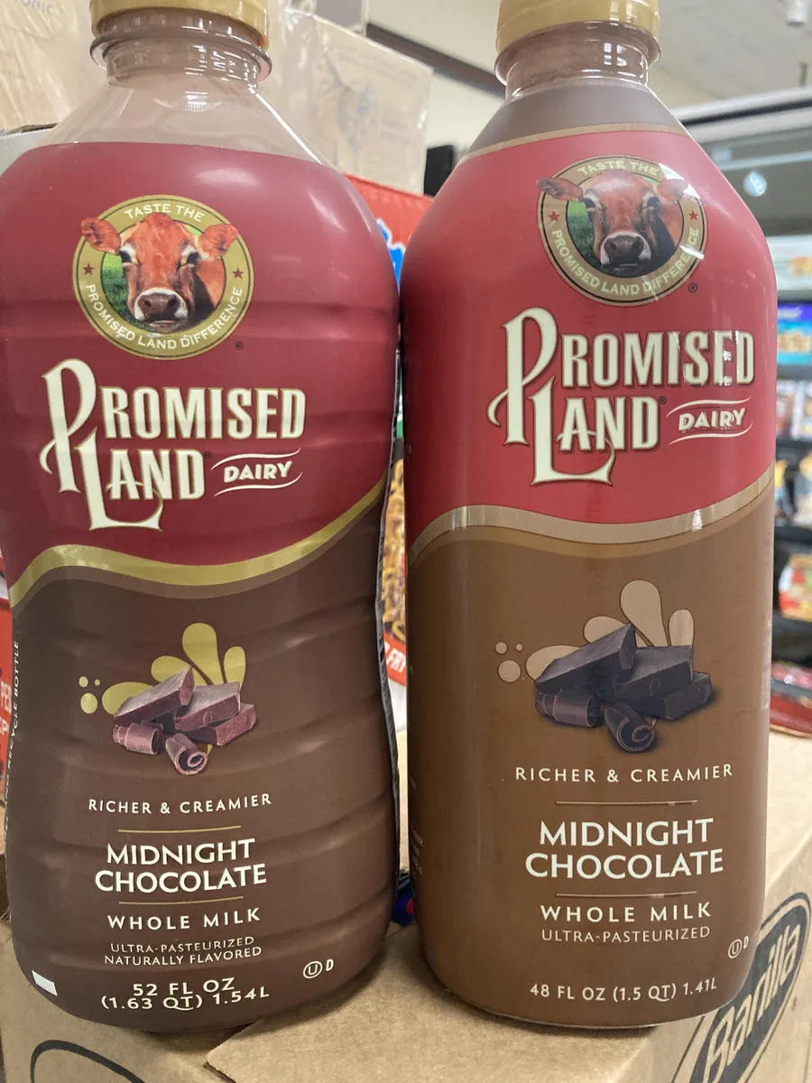 Promised Land Chocolate Milk — 52fl oz to 48fl oz
