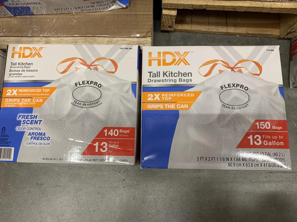 Hdx Trash bags — 150ct to 140ct