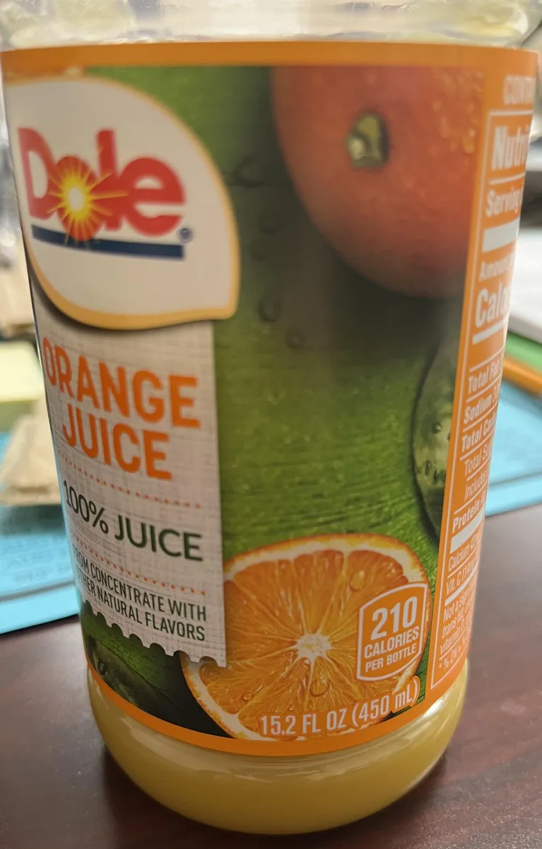 Dole Orange Juice — 16fl oz to 15.2fl oz