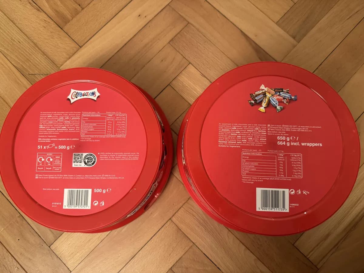 Mars Celebrations — 650g to 500g