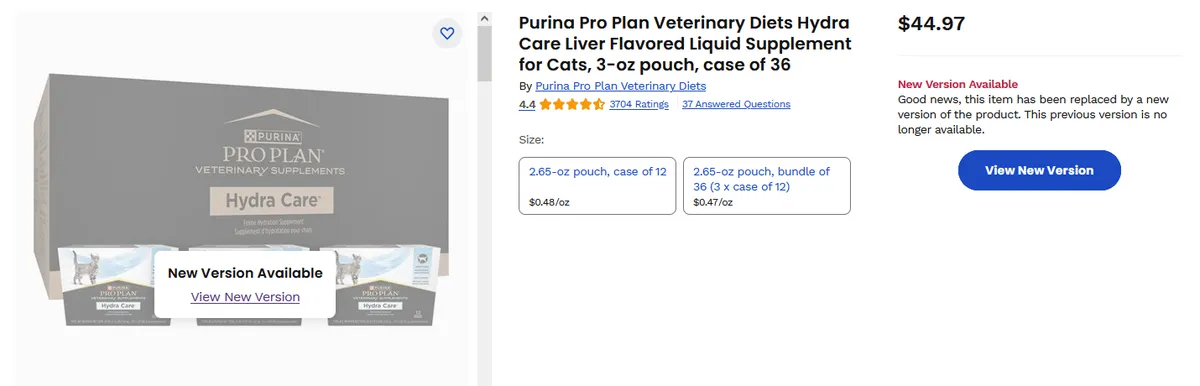 Purina Veterinary Supplement — 3oz to 2.65oz