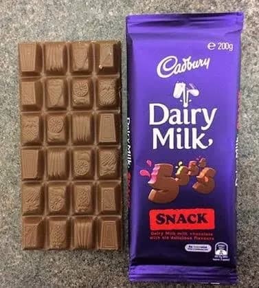 Cadbury Cadbury Snack — 250g to 180g