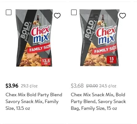 General Mills Chex Mix Bold Family Size — 15oz to 13.5oz