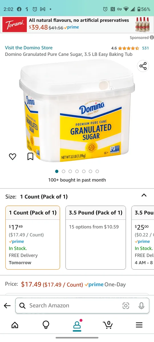 Domino's Granulated Pure Cane Sugar Easy Baking Tub — 4lb to 3.5lb